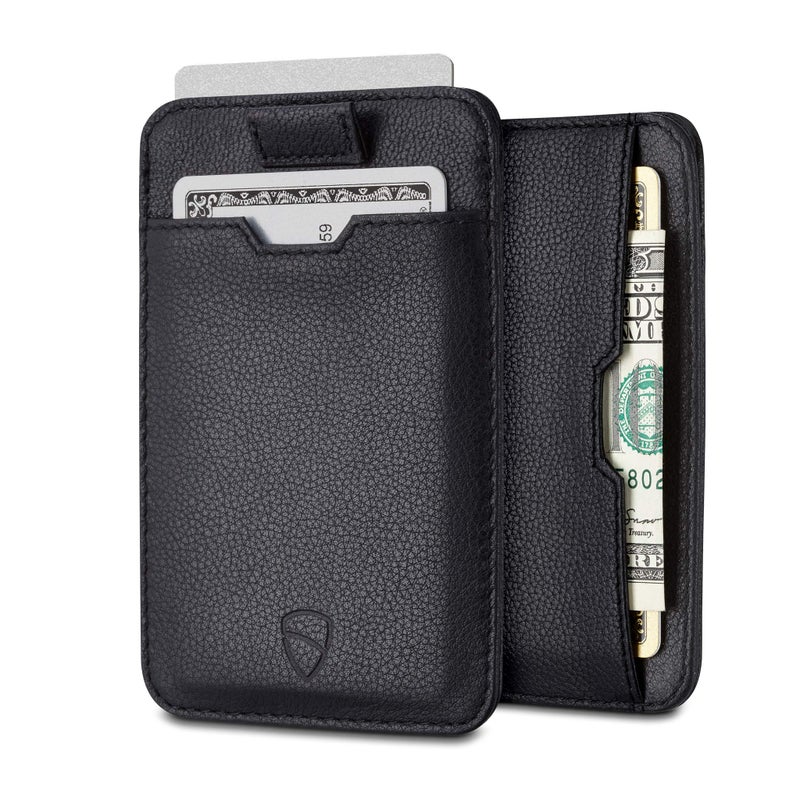 Vaultskin CHELSEA Mens RFID Blocking Slim Leather Card Wallet - Minimalist Front Pocket Cardholder in Black - Image 1